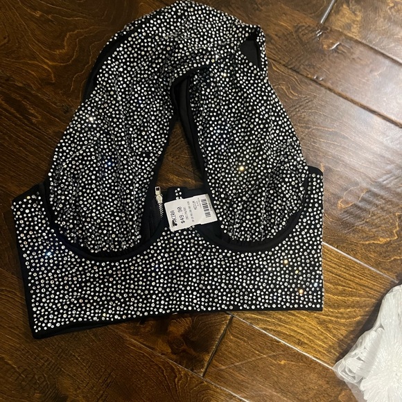 AKIRA Tops - AKIRA Black Rhinestone Embellished Bra